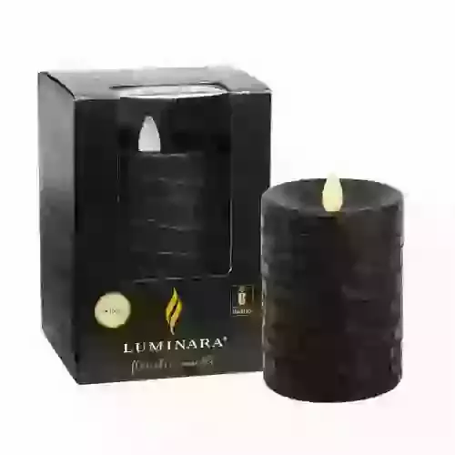 Black Crocodile Embossed Pillar Candle 10 cm